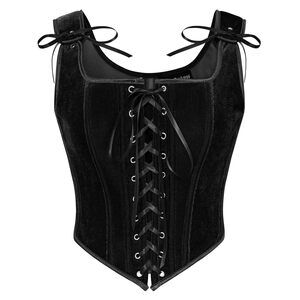 4695 Renaissance Costume Corset Tops Lace Up Overbust Velvet Bustier Bodice